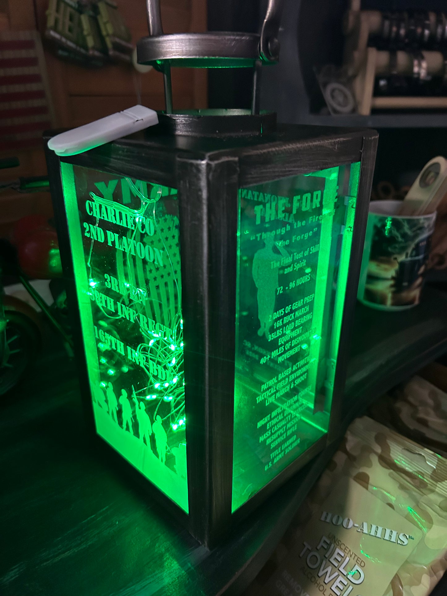 LED Etched Forge Lantern