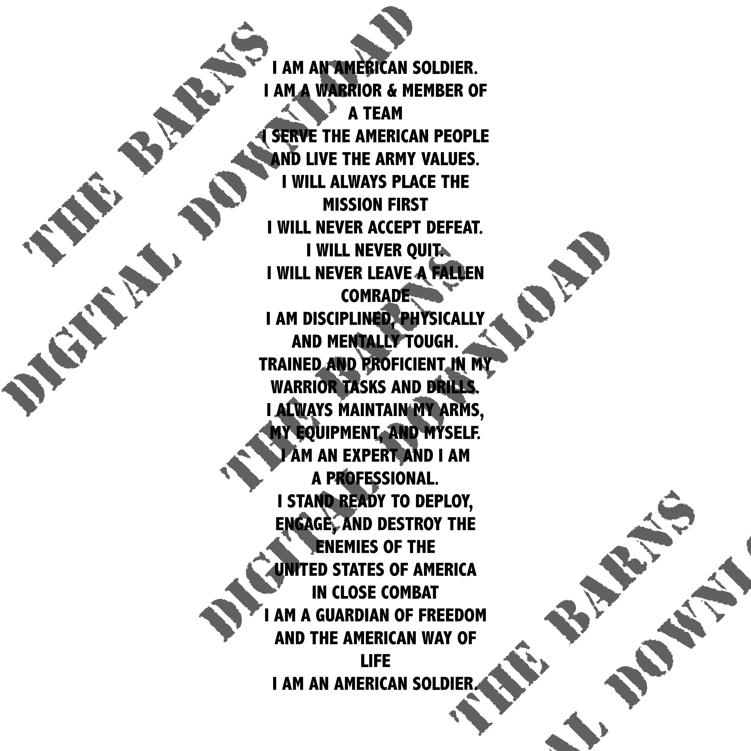 Soldier's Creed - Downloadable SVG File – Honor Barn